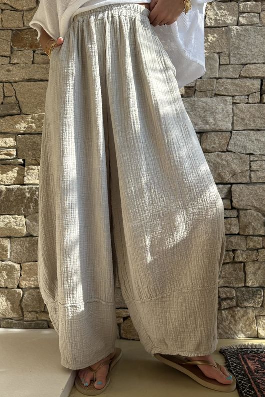 Tasha Cushion Cotton Balloon Barrel Pant Stone